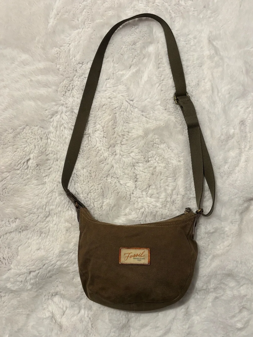 Fossil Genuine Classic 1954 Olive Canvas Crossbody Bag